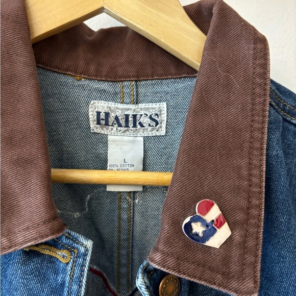 Vintage Americana Denim Barn Style Coat Appliqué Heart - Picture 2 of 6